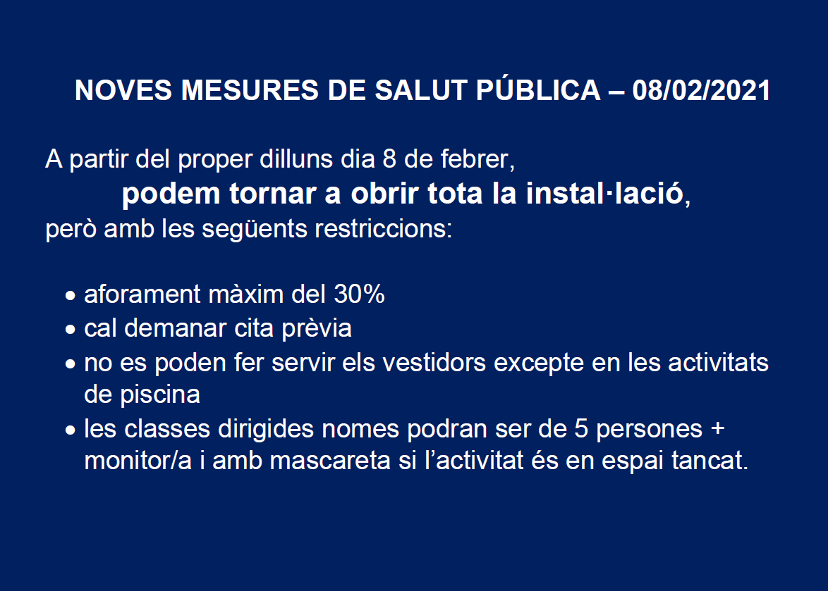 NOVES MESURES DE SALUT PÚBLICA 08 02 2021